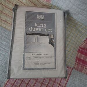 Martha Stewart White King Duvet Set - 400TC Sateen